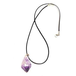 Amethyst Crystal Point Pendant with Silver Bail & Cord